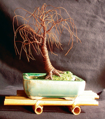 Bonsai on Bamboo - Wire Tree Sculpture