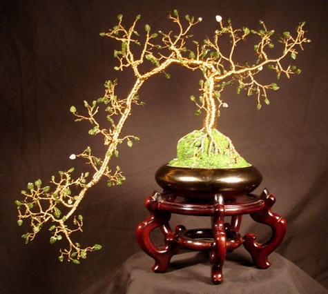 Jade Cascade No. 1 - Wire Tree Sculpture