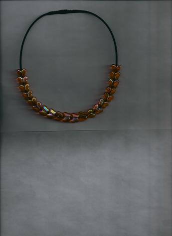 Orange & Yellow transparent Hearts & Butterflies, Lightweight Necklace!