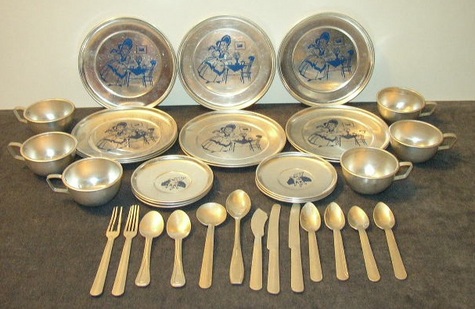 Vintage, Children's, Aluminum Toy Dishes