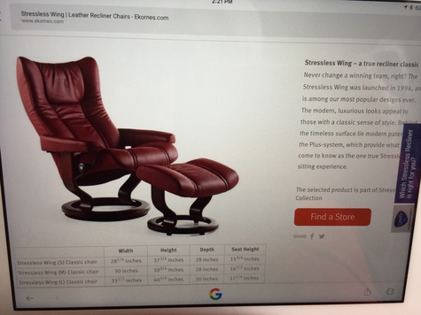 Original Stressless Recliner and Ottoman Medium paid over $2000 New