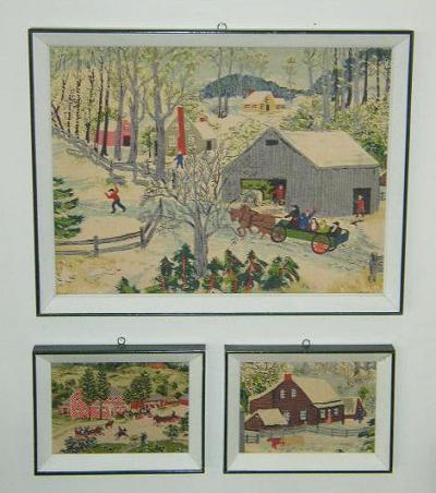 Vintage Prints on Barkcloth by Grandma Moses