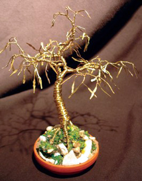 Golden Maple, wire tree sculpture