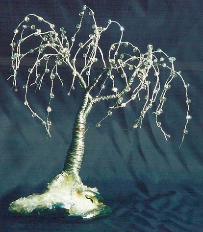 Willow on Glass, wire tree sculpture