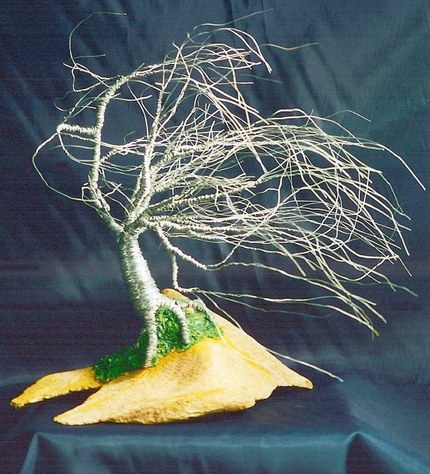 Wind Swept Island, wire tree sculpture