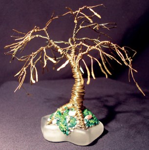 Shade Tree on Glass, wire tree sculpture