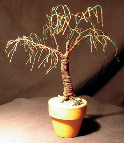 Umbrella Bonsai, wire tree sculpture