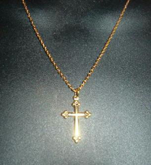 Cache gold tone Cross and Necklace