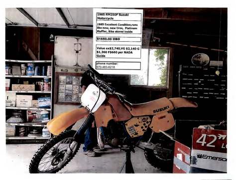 1985 RM250F Suzuki Motorcycle