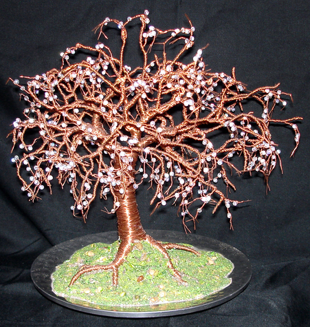 Crystal Willow - Wire Tree Sculpture, with glass beads