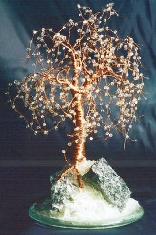 Copper on Granite - Wire Tree Sculpture