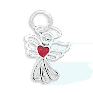 .925 Sterling Silver Angel with Red Crystal