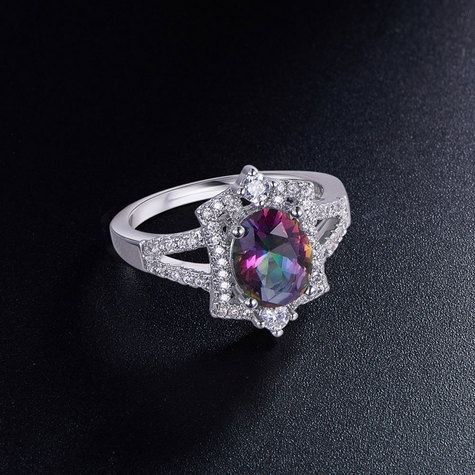 Micro Pave AAA Colorful Cubic Zirconia Ring, size 7 only. BEAUTIFULLY STUNNING! LIGHTWEIGHT & COMFORTABLE TO WEAR!