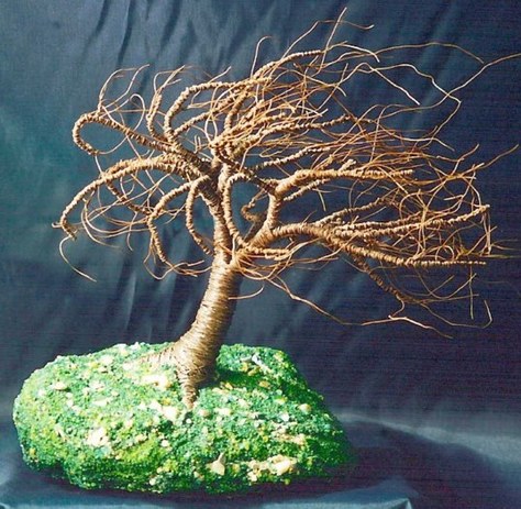 Rusted Wind Swept - Wire Tree Sculpture