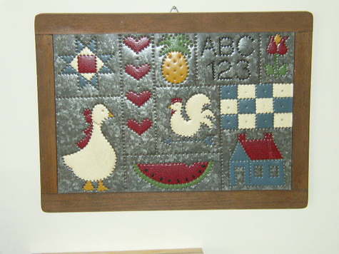 Folk Art - Punched-Tin & Colored-Leather, Framed Artwork