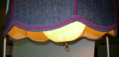 1980s Blue Denim Hanging Lamp