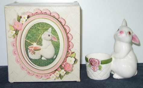 Vintage, Avon Bunny Bright Candle Holder & Box