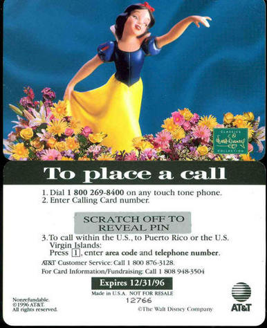 Snow White phone card
