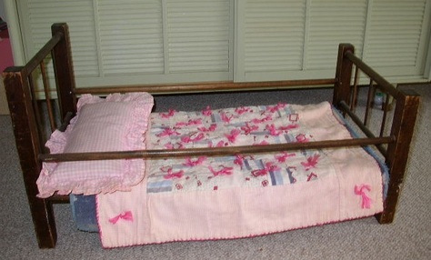 1961 Hand-Made Doll Bed & Bedding