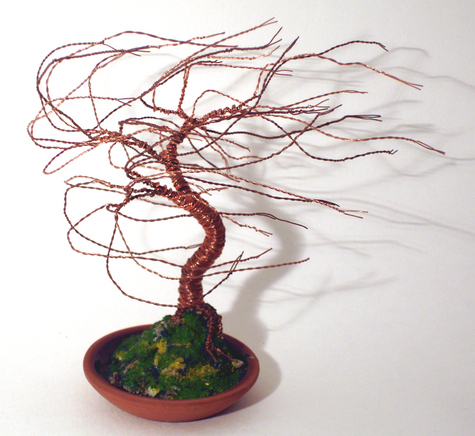 Terra Cotta Wind Swept - Wire Tree Sculpture