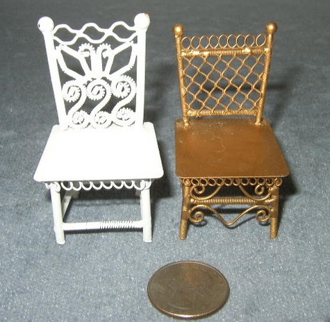 Decorative, White, Metal & Gold Metal Chairs