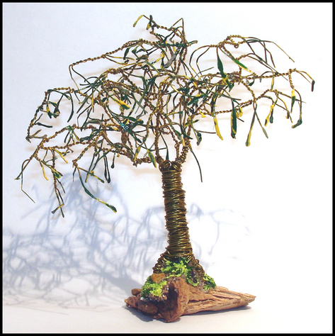 Mini Oak with Leaves Wire Tree Sculpture