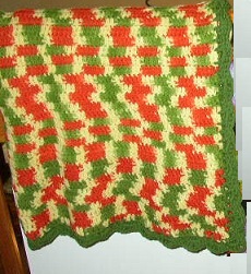 Retro & MOD -- Yellow, Green & Orange Afghan / Throw