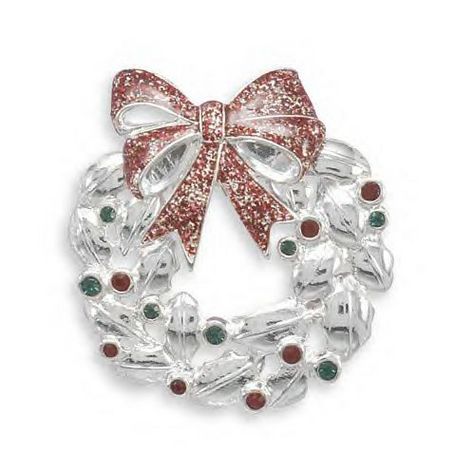 Christmas Wreath Pin With Swarovski Crystals!