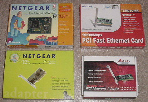 NIC Cards 10/100 speed. Various brands. 4 to choose from.