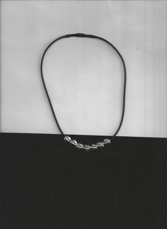 Simply Stylish Silver-Metallic Round beaded Black Silkie 12" Necklace