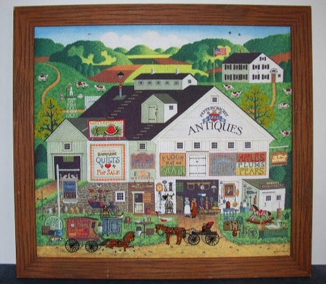 Padded, Folk Art Print/Stitchery