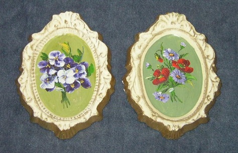 Vintage, Hand-Painted, Chalkware Plaques