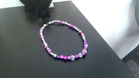 Purple and Silver Metallic 12-inch Black Silkie Necklace