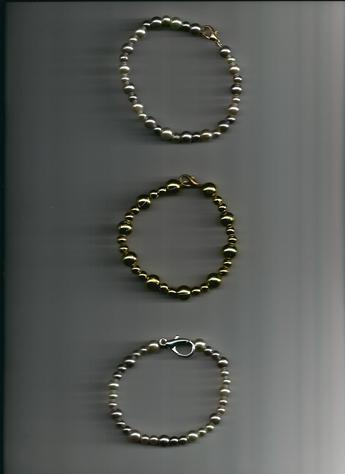 Gold, Light Purple & White Pearl, gold-plated wire & clasp bracelets. BUY SEPARATELY OR BUY ALL 3!