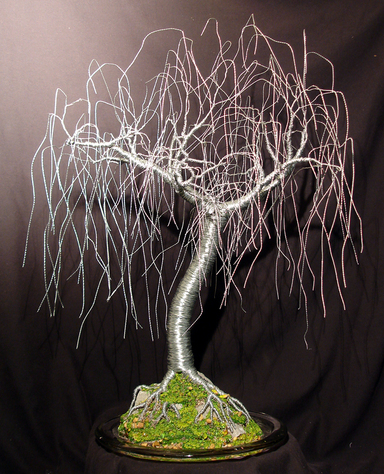 Gentle Willow, wire tree sculpture - by Sal Villano