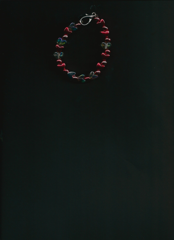 Metallic Red & Transparent White Hearts with Single-Metallic Silver Heart bracelet.
