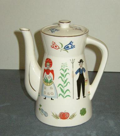 Item #1 Folk Art - Penn Dutch Teapot with Lid