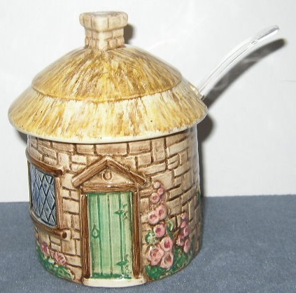 English Cottage Condiment Jar w/Ladle